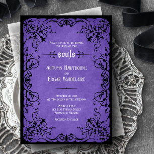 Purple Black Gothic Wedding Invitation