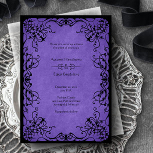 Purple Black Gothic Wedding Invitation