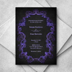 Purple Black Gothic Wedding Invitation