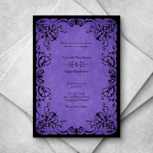 Purple Black Gothic Wedding Invitation