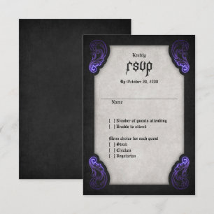 Purple Black Gothic Wedding RSVP Card