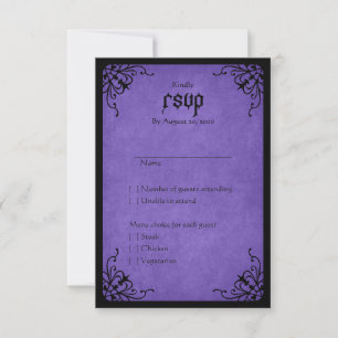 Purple Black Gothic Wedding RSVP Card