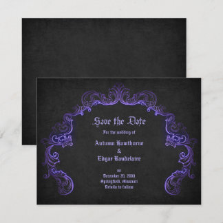 Purple Black Gothic Wedding Save The Date