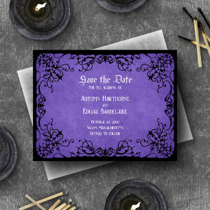 Purple Black Gothic Wedding Save The Date