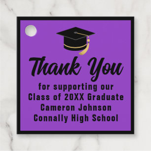 Purple Black Graduate Custom Graduation Party Favour Tags