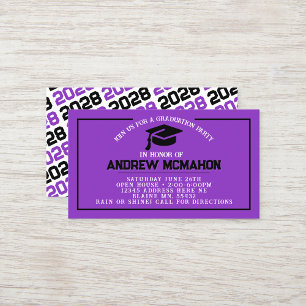 Purple & Black Graduation Mini Graduation Invites