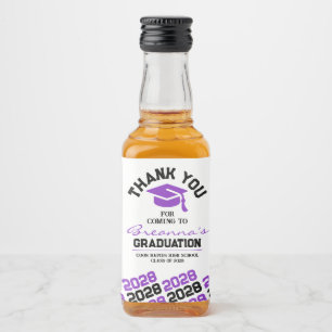Purple & Black Graduation Thank You Mini Liquor Bottle Label