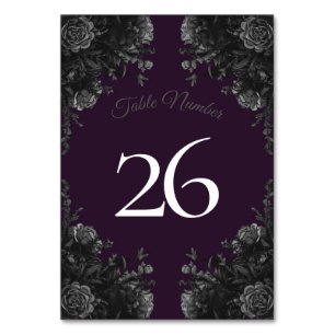 Purple Black Grey Rose Gothic Wedding Table Number