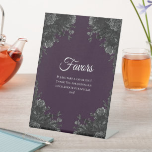 Purple Black Grey Roses Gothic Wedding Favours Sig Pedestal Sign