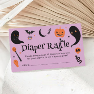 Purple Black Halloween Baby Shower Diaper Raffle Enclosure Card