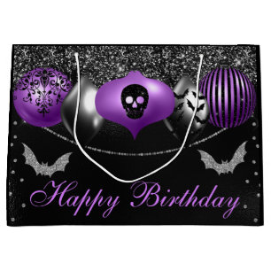 Purple & Black Halloween Ornaments Birthday Large Gift Bag