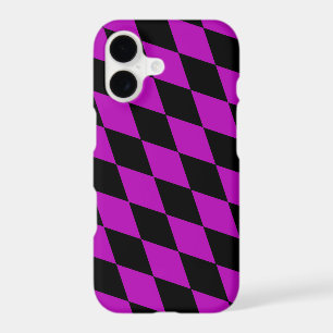 Purple Black Harlequin Diamonds Checkers Design
