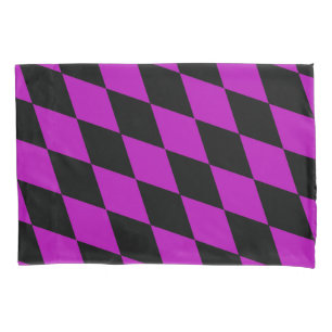 Purple Black Harlequin Diamonds Checkers Design Pillowcase