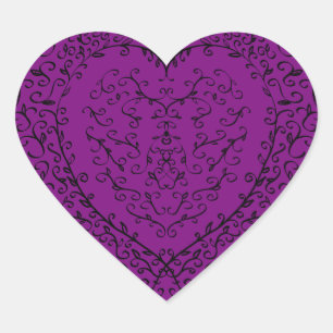 Purple Black Heart Gothic Wedding Elegant Heart Sticker