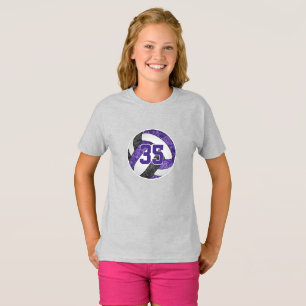 Purple black her volleyball team colours custom T-Shirt