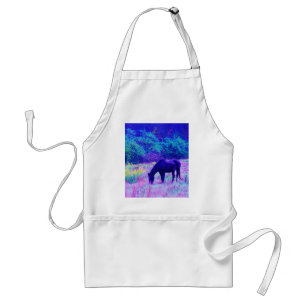 Purple Black Horse in Rainbow field Standard Apron