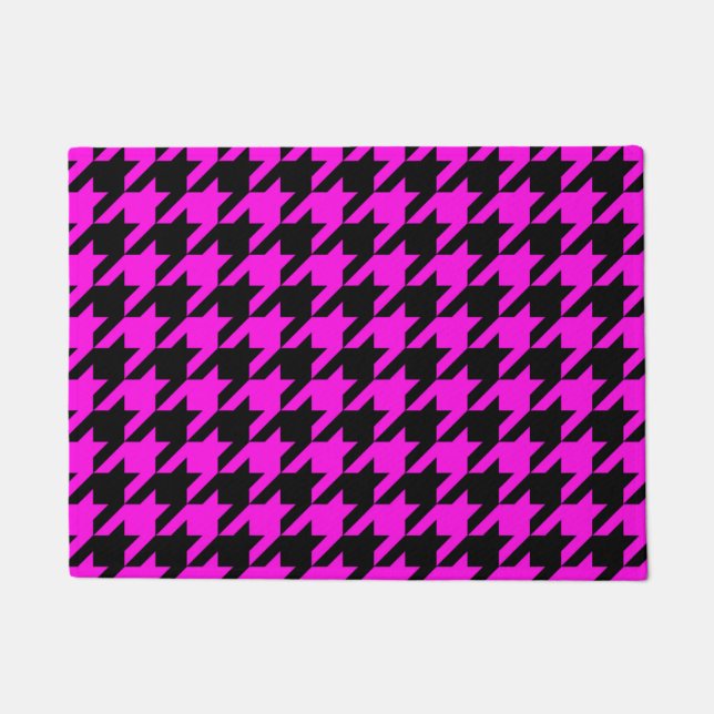 Purple Black Houndstooth Check Doormat (Front)