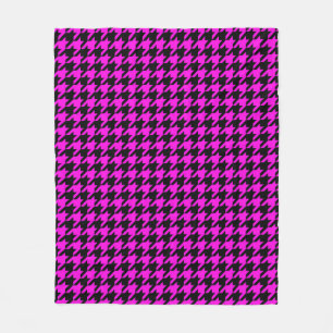 Purple Black Houndstooth Check Fleece Blanket