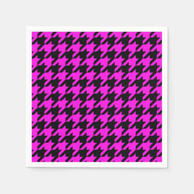 Purple Black Houndstooth Check Napkin (Front)