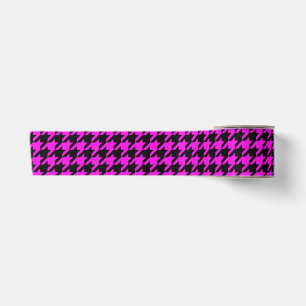 Purple Black Houndstooth Plaid Satin Ribbon