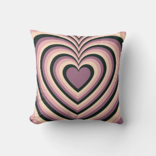 Purple Black Hypnotic Heart Love Pattern Cushion