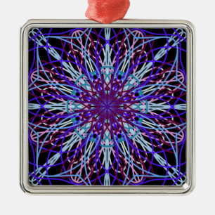 Purple Black Kaleidoscope Mandala Art Metal Tree Decoration