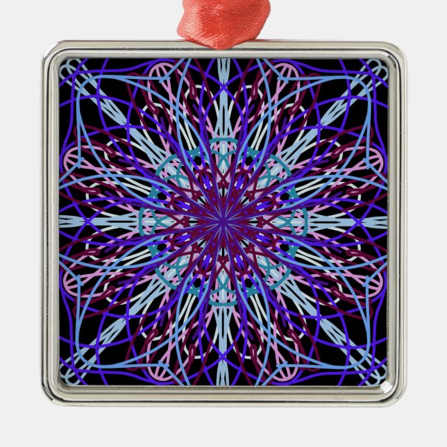 Purple Black Kaleidoscope Mandala Art Metal Tree Decoration (Front)