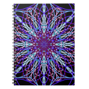 Purple Black Kaleidoscope Mandala Art Notebook