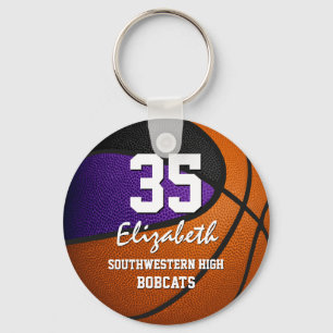purple black kids sports team gifts basketball key ring