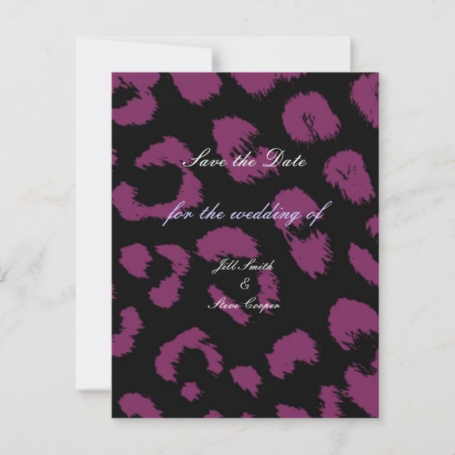 Purple Black Leopard Pattern Save the Date (Front)