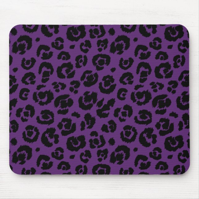 Purple Black Leopard Print Mouse Mat (Front)