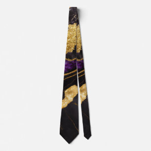 Purple Black Marble Pattern with Gold Tie