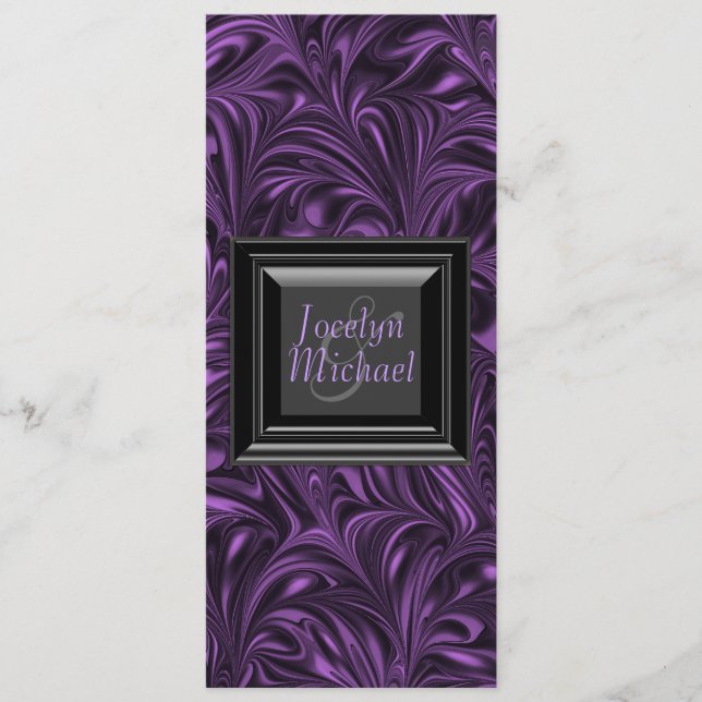 Purple Black Marbled Wedding Programs Programme (Front)
