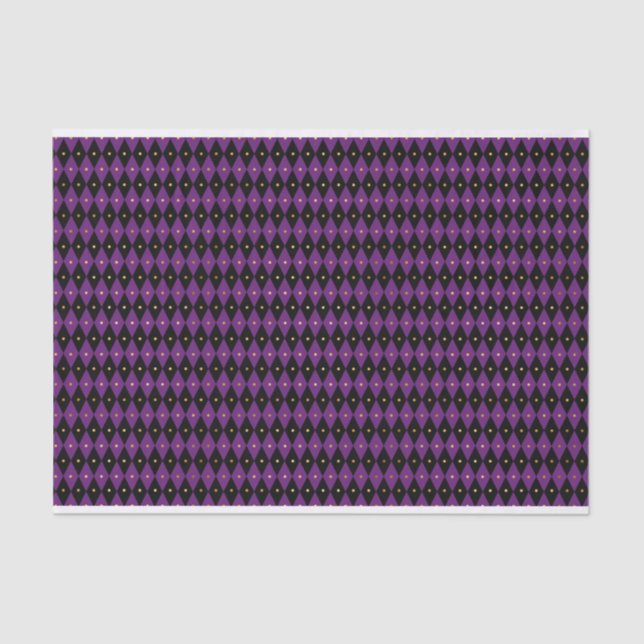 PURPLE & BLACK MARDI GRAS DIAMOND PATTERNS TISSUE PAPER (Front)