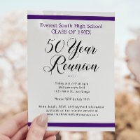 Purple Black Minimalist 50 Year Class Reunion