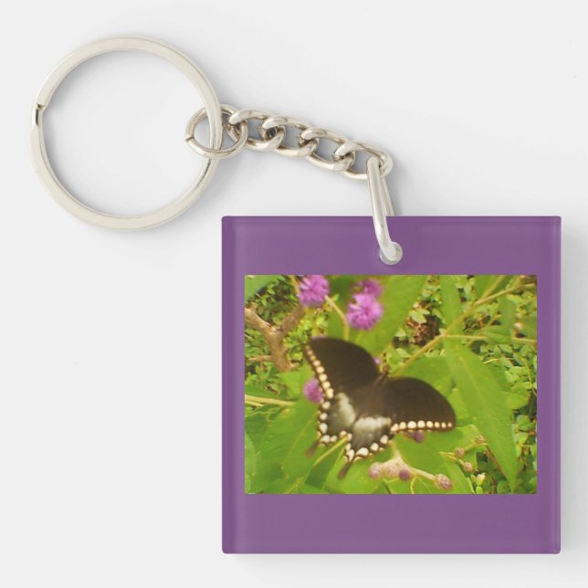 Purple Black Monarch Key Ring (Front)