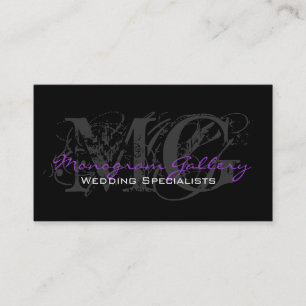 Purple Black Monogram Customisable Business Card
