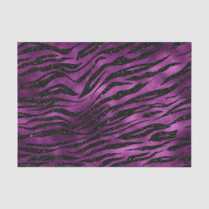Purple & Black Ombre Glam Glitter Tiger Stripes Tissue Paper