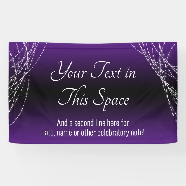 Purple Black Ombre Light Strings Add Your Own Text Banner (Horizontal)