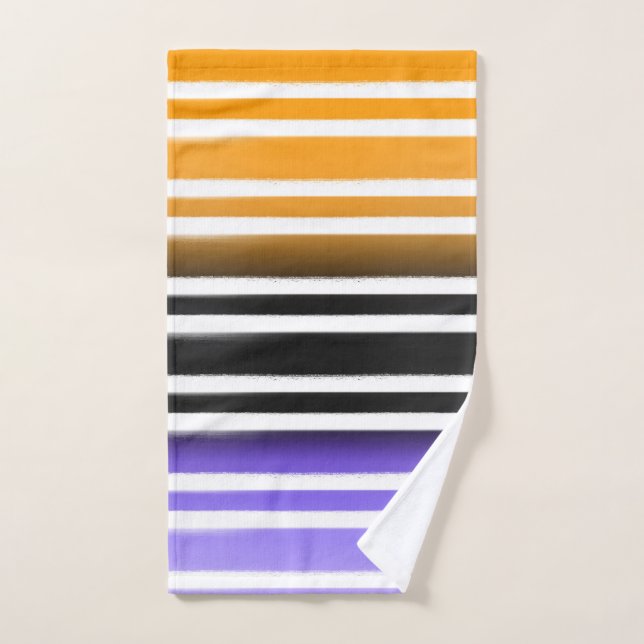 Purple Black Orange Paint Brush Halloween Bath Towel Set (Hand Towel)