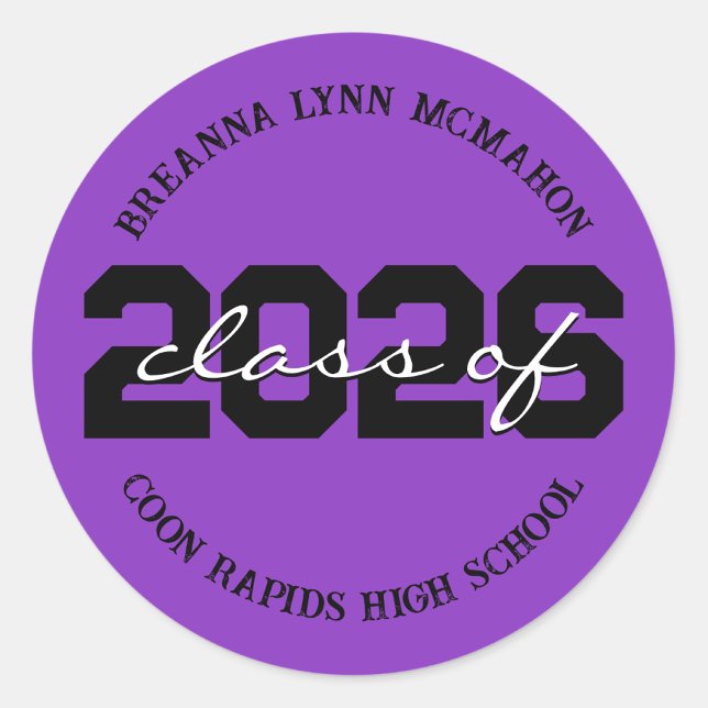 Purple & Black Personalised Graduation Stickers (Matching Envelopes, Return Address Labels & Envelope Seals)