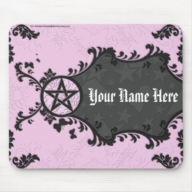 Purple/Black Personalised Pentacle Mouse Mat (Front)
