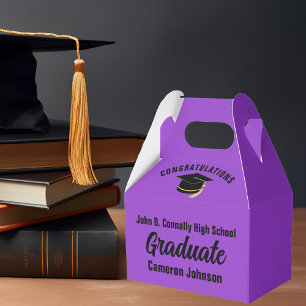 Purple Black Personalized Graduation Party Favour Box