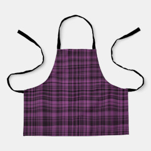 Purple Black Plaid Chequered Pattern Apron