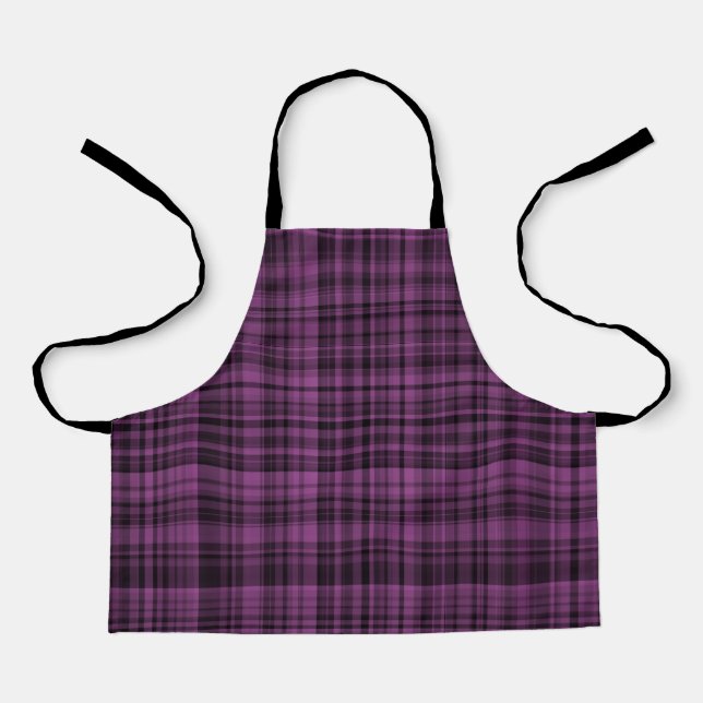 Purple Black Plaid Chequered Pattern  Apron (Front)