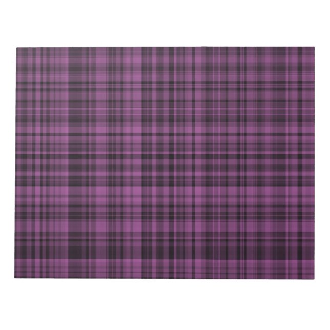 Purple Black Plaid Chequered Pattern  Notepad (Front)