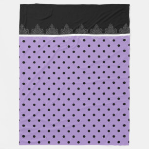 Purple & black polka dots fleece blanket