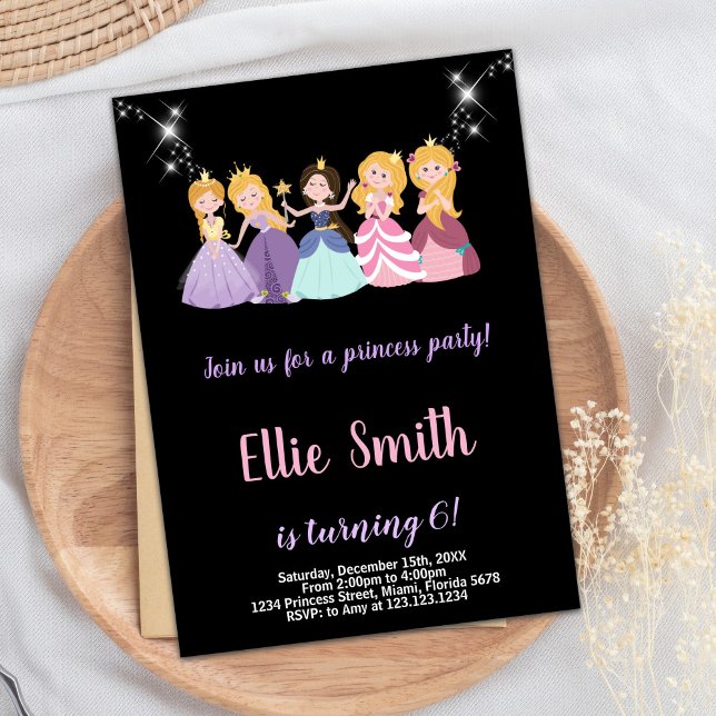 Purple Black Princess Birthday Invitation (Purple Black Princess Birthday Invitation)