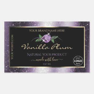 Purple Black Product Labels Soft Glitter with Logo