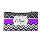 Purple Black Quatrefoil and Chevron Personalised